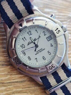 Eddie Bauer White Dial Stainless Steel Watch With Illuminated Backlight